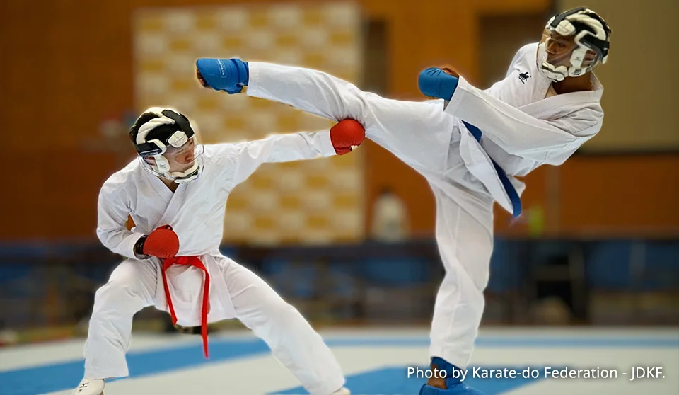 Photograph of karate athletes.