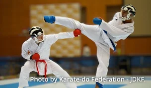 Photograph of karate athletes.