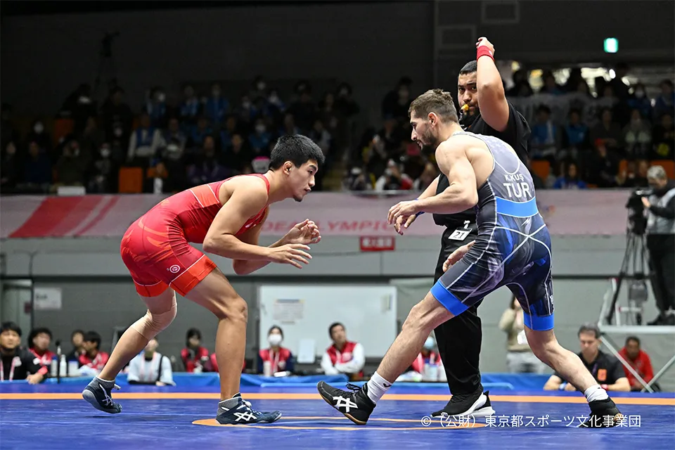Photograph of Wrestling Greco-Roman athletes.