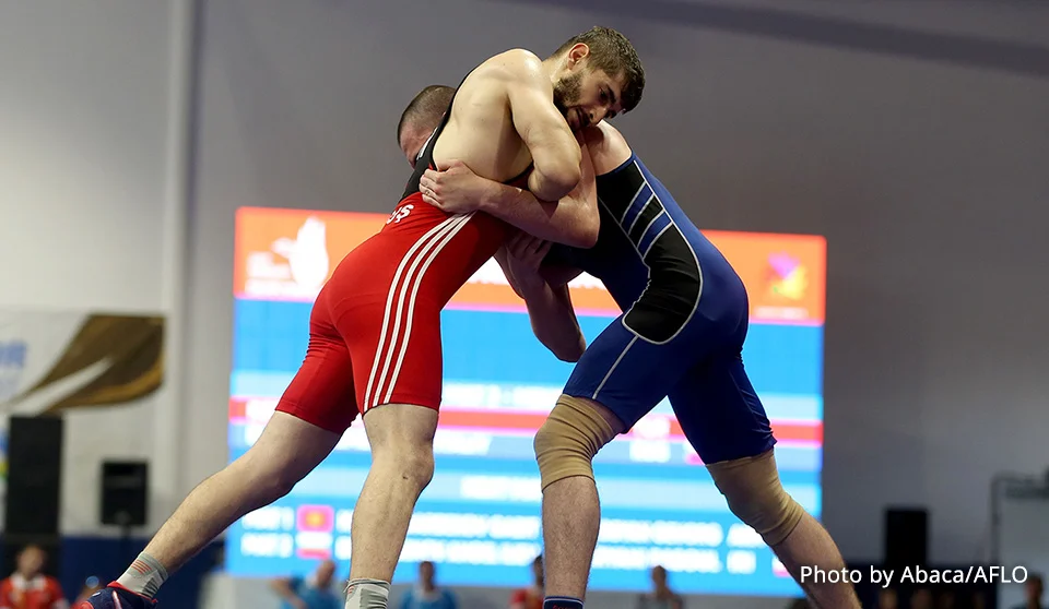 Photograph of Wrestling Greco-Roman athletes.