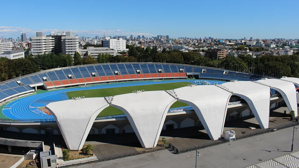 Overhead view of Komazawa Olympic Park General Sports Ground Stadium.