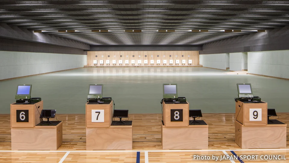 Interior view of the shooting range at Ajinomoto National Training Center East.