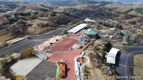 Aerial view of Japan Cycle Sports Center.