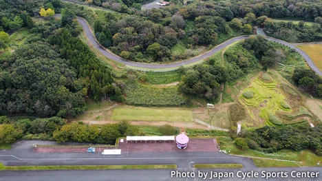 Aerial view of the mountain bike course at Japan Cycle Sports Center.