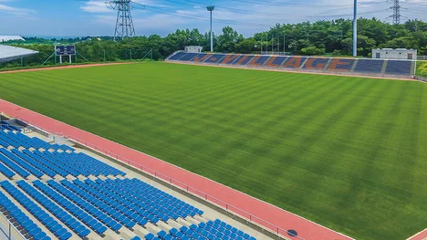 Aerial view of the pitch of the J-VILLAGE Stadium